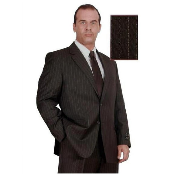 Mens Brown Pinstripe 140 S Wool Business Suits