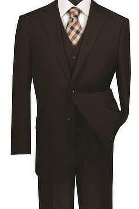 Mens Brown Pinstripe 3 Piece Suit Regular Fit Vinci V2RS-7