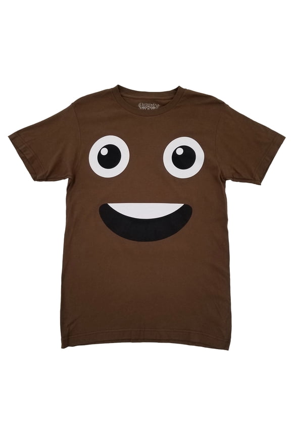 Mens Brown Poop Emoji Graphic Tee Halloween T-Shirt