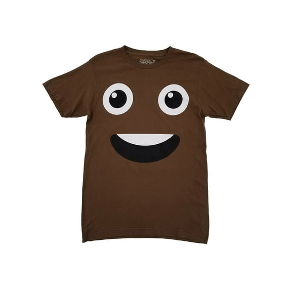 Mens Brown Poop Emoji Graphic Tee Halloween T-Shirt
