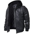 thumbnail image 1 of Mens Brown Real Leather Jacket with Removable Hood (X-Large, Black), 1 of 6