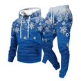 thumbnail image 1 of Mens Brushed 2‑Piece Christmas Tracksuit Hooded Pullover Top and Jogger Pants Winter Casual Athletic Outfit Blue XL, 1 of 7