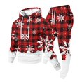 thumbnail image 1 of Mens Brushed 2‑Piece Christmas Tracksuit Hooded Pullover Top and Jogger Pants Winter Casual Athletic Outfit Deep Red M, 1 of 7