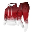 thumbnail image 1 of Mens Brushed 2‑Piece Christmas Tracksuit Hooded Pullover Top and Jogger Pants Winter Casual Athletic Outfit Red 3XL, 1 of 7
