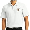 thumbnail image 1 of Mens Buck Deer Patch Short Sleeve Polo Shirt, 2XL White, 1 of 5