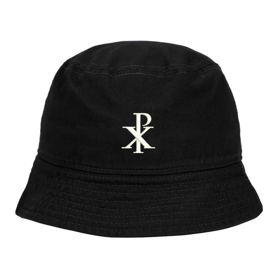 Mens Bucket Hat Chi Rho Chrismon Embroidered Washed Cotton Classic Bucket Hat