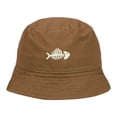 thumbnail image 1 of Mens Bucket Hat Fish Bone Embroidered Washed Cotton Classic Bucket Hat, 1 of 2