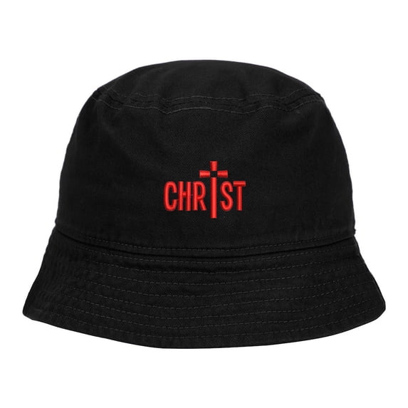 Mens Bucket Hat Jesus Christ Embroidered Washed Cotton Classic Bucket Hat