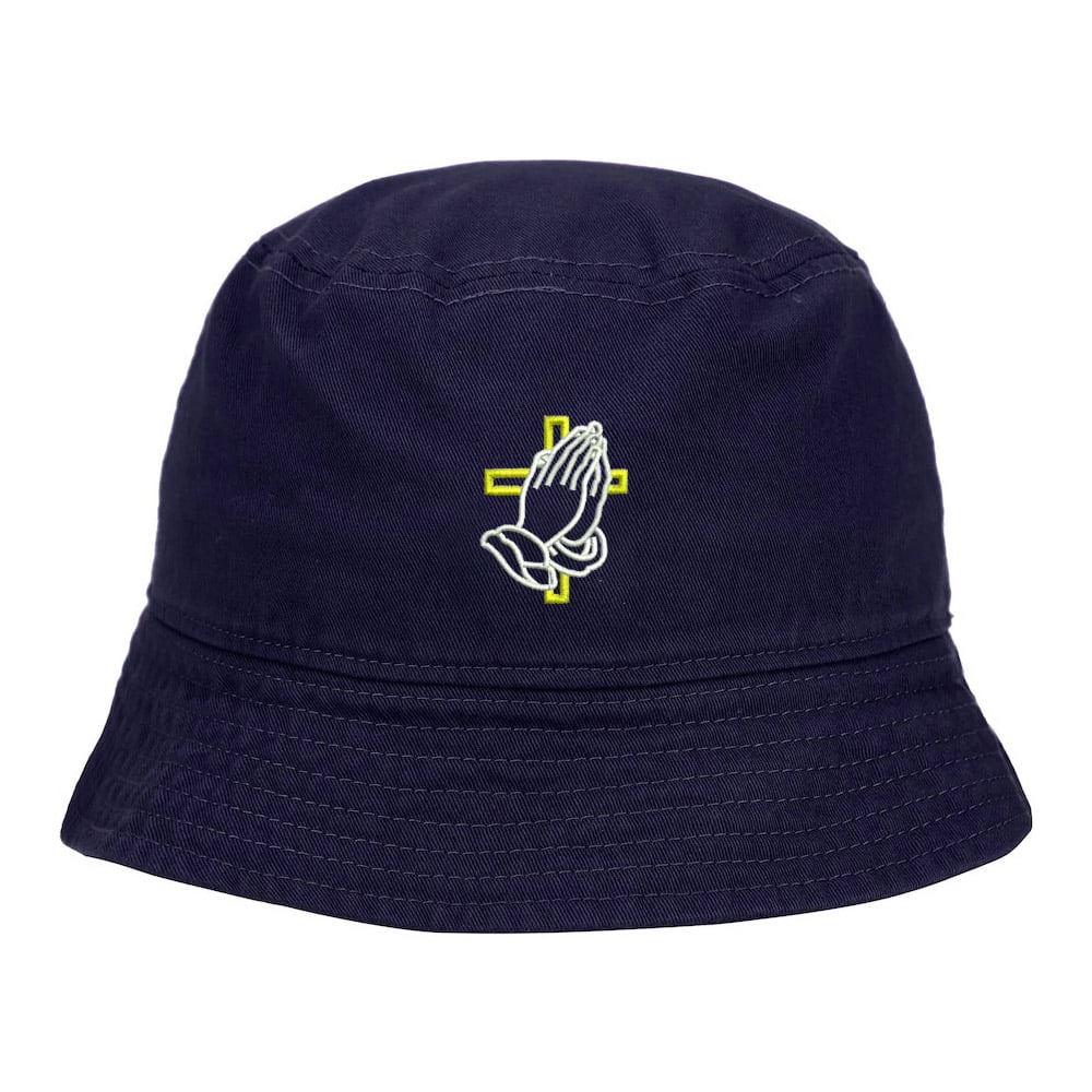 Mens Bucket Hat Praying Hands with Cross Embroidered Washed Cotton ...