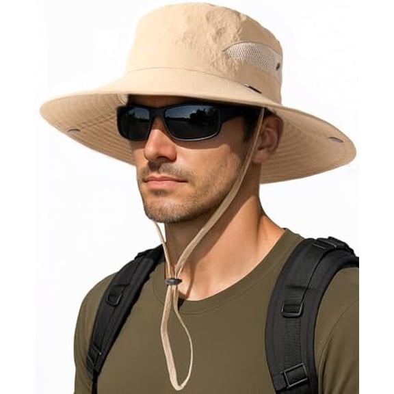 Mens Bucket Sun Hat UPF 80  Wide Brim Hiking Fishing Beach Outdoor Hats