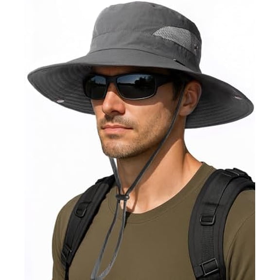 Mens Bucket Sun Hat UPF 80  Wide Brim Hiking Fishing Beach Outdoor Hats