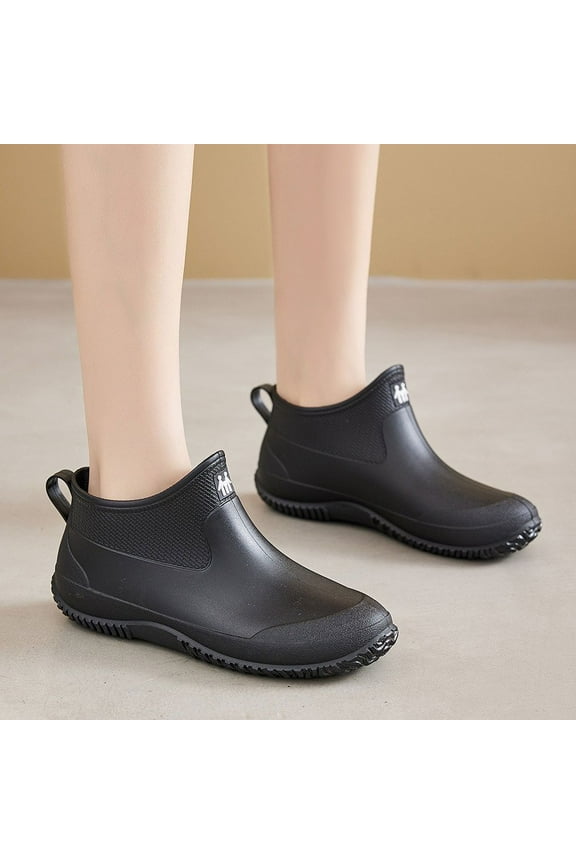 Mens Buckle Rain Boots Non Slip Ankle Deck Boots Waterproof Lightweight Anti-Slip Mud Shoes for Garden Outdoor Work Fishing Farming Gardening