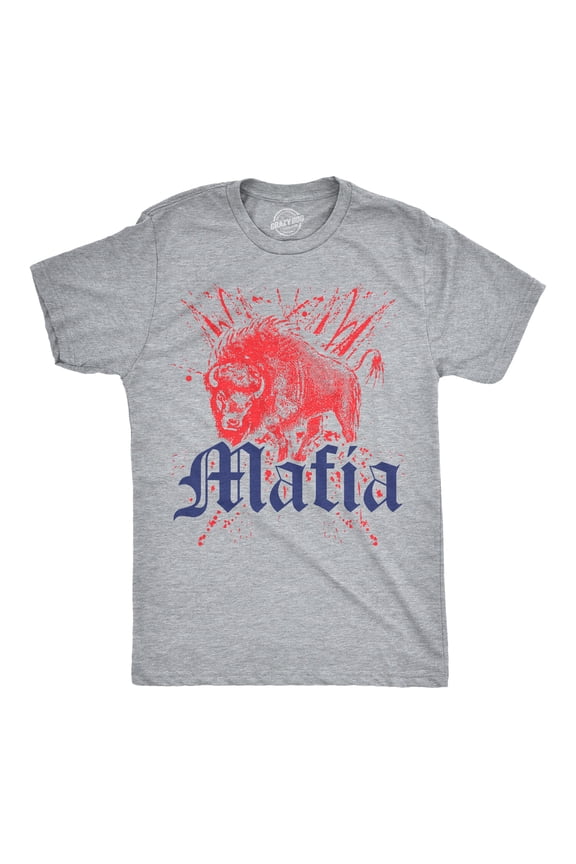Mens Buffalo Mafia T Shirt Funny Football Graphic Novelty Tee for Guys Graphic Tees