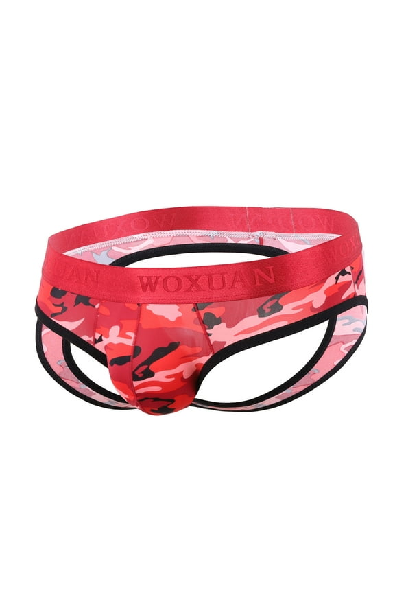 Mens Bulge Enhancing Bikini Underwear Low Rise Pack Valentine's Day Gift for Husband Red L