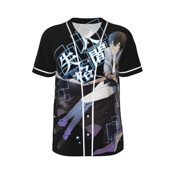 Mens Bungo Stray Dogs Dazai Osamu Baseball Shirt Graphic Tshirt V Neck Jersey Button Down Short Sleeve Tops