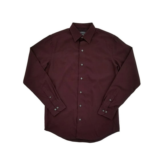 Mens Burgundy Corazon Classic Fit Button-Front Long Sleeve Shirt S