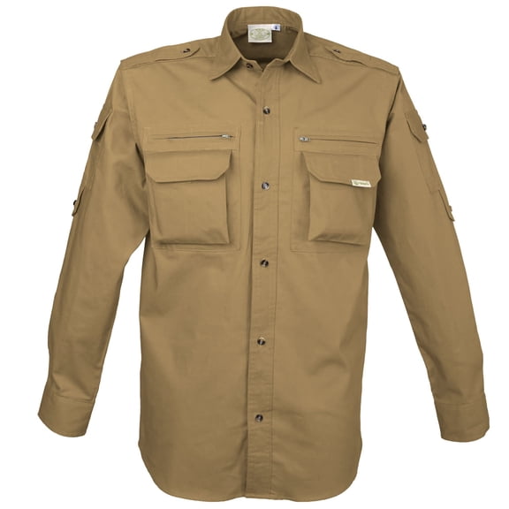 Mens Bush Shirt with two zipper pockets and two flap pockets 100% Cotton in Long sleeves from Tag safari