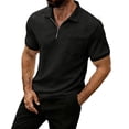 thumbnail image 1 of Mens Business Casual Golf T-Shirts Short Sleeve Quarter Zip Collared TShirt Geometric Jacquard Textured Summer Old Money Aesthetic Tops for Daily Wear & Vacation, 1 of 5