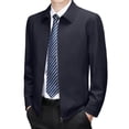 thumbnail image 1 of Mens Business Casual Lapel Zip Up Bussiness Golf Jacket, Button Cuff Side Pocket Solid Long Sleeve Lightweight office Outer Coat for Spring Fall Size 2XL Navy, 1 of 7