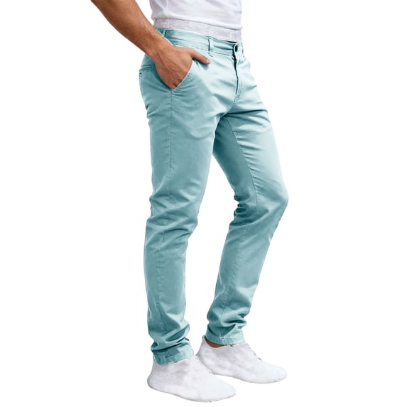 Mens Business Casual Pants Button Elastic Waist Slim Fit Solid Color Work Trousers with Pockets Fathers Gift