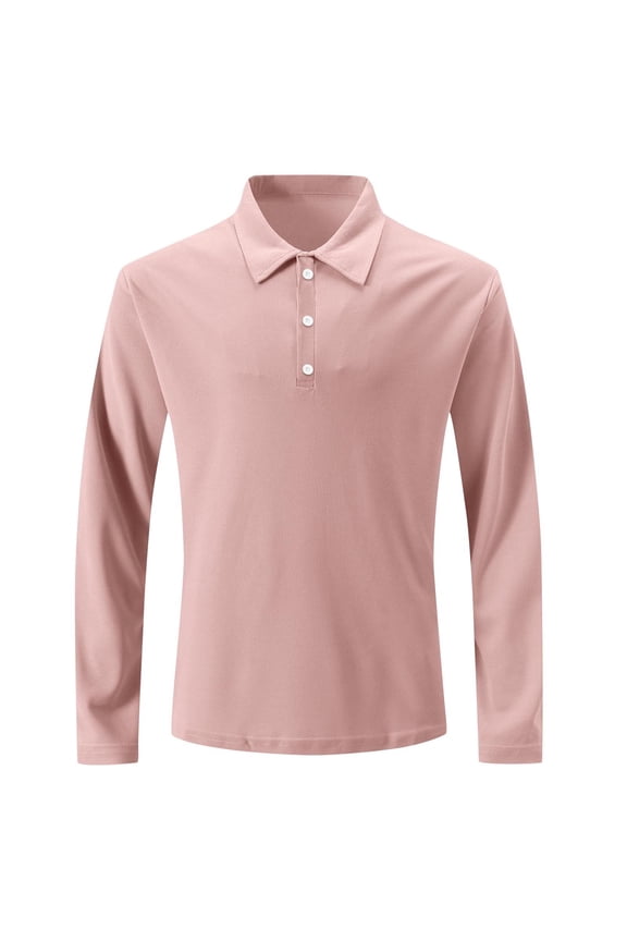 Mens Business Casual T-Shirts, Long Sleeve Shirts for Men Fall Fashion Loose Fit Solid Color Lapel Button Dowm Dressy Blouses S-3XL