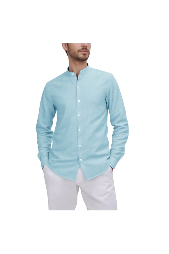 Mens Business Casual T Shirts, Long Sleeve Shirts for Men Fall Fashion Striped Printed Button Down Dressy Blouses S-3XL