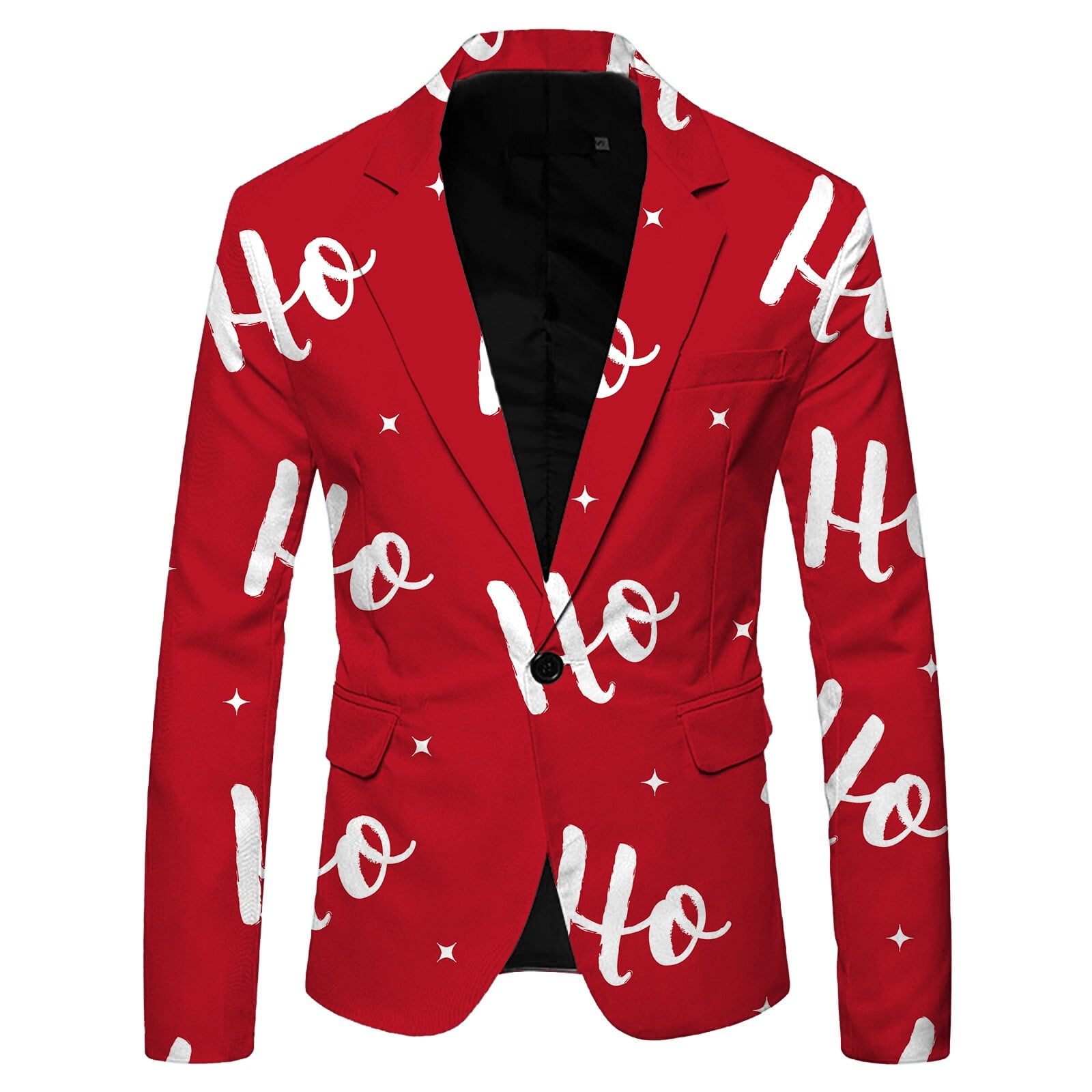 Mens Business Elegant Blazer Coat Letter Stylish Print One Button