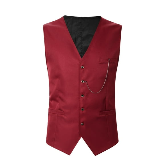 Mens Business Formal Casual Wedding Banquet Vest V Neck Sleeveless Slim Jacket Suit Vest