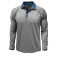 thumbnail image 1 of Mens Business Lapel T-Shirts, Long Sleeve Shirts for Men Fall Casual Vintage Solid Color Button Up T Shirt Tops M-3XL, 1 of 5