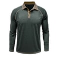 thumbnail image 1 of Mens Business Lapel T-Shirts, Long Sleeve Shirts for Men Fall Casual Vintage Solid Color Button Up T Shirt Tops M-3XL, 1 of 4
