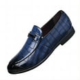 thumbnail image 1 of Mens Business Leather Loafers Formal Dress Casual Classic Comfort Wedding Office Breathable Oxford Shoes Blue 9.5 US, 1 of 7