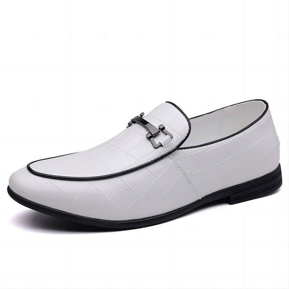 Mens Business Leather Loafers Formal Dress Casual Classic Comfort Wedding Office Breathable Oxford Shoes White 10 US