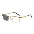 thumbnail image 1 of Mens Business Progressive Photochromic Gold Reading Glasses Metal Rectangular Multi-focal Transition Gray Presbyopia Glasses Classic Spring Hinges Readers +1.00, 1 of 4