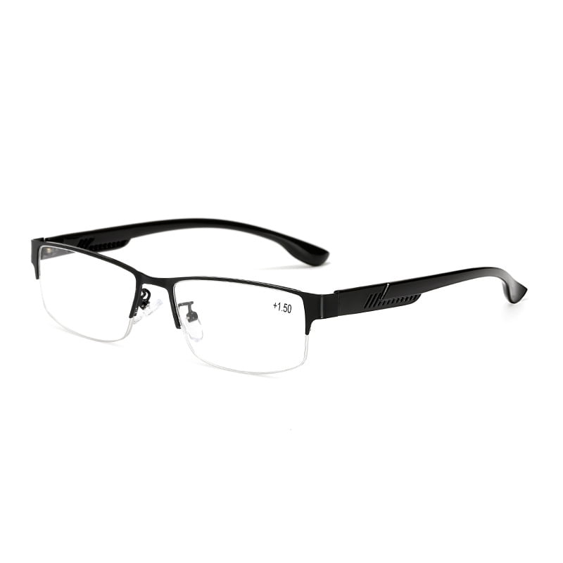 Mens Business Reading Glasses Half Rimless Presbyopic Glasses Metal ...