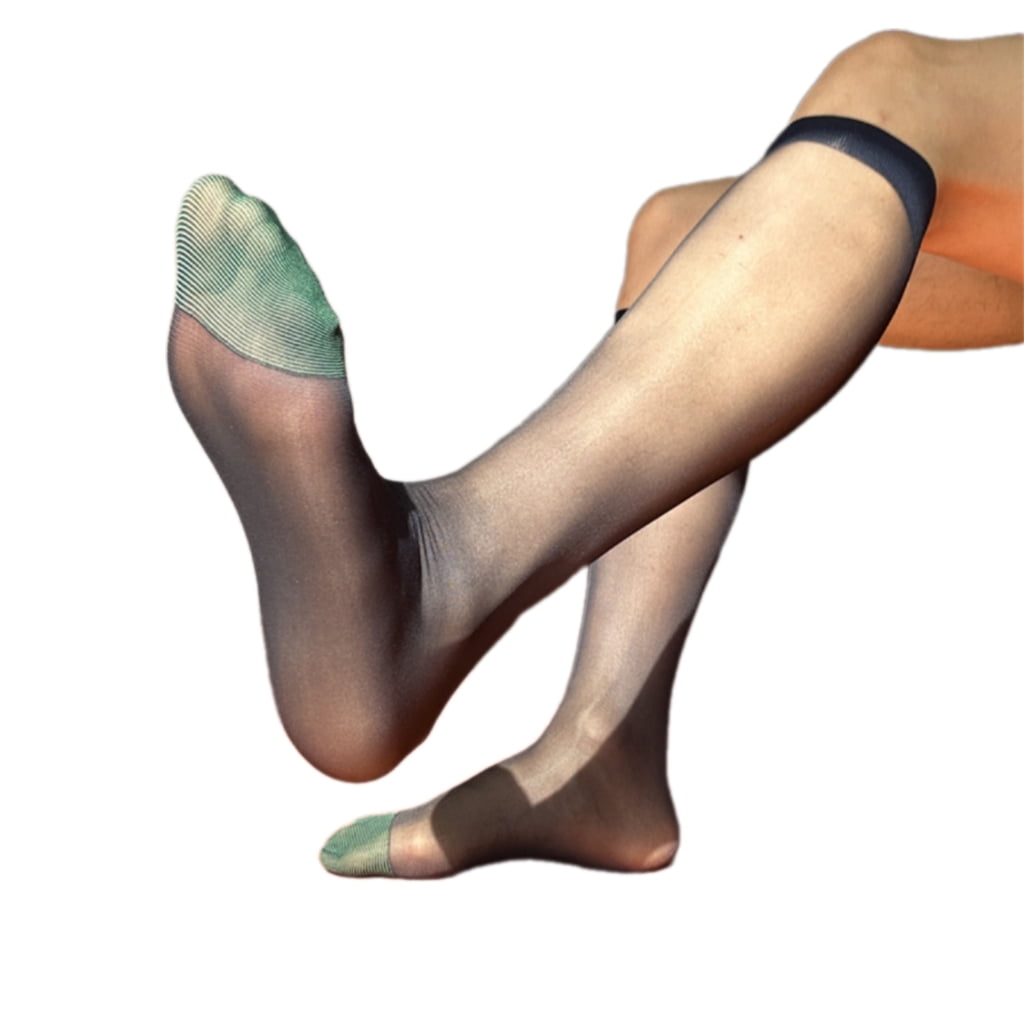 1 Paio Calzini Uomo Eleganti In Nylon E Spandex - Trasparenti, Traspiranti, Mezzo Vitello, Perfetti Per Abito Formale E Ufficio