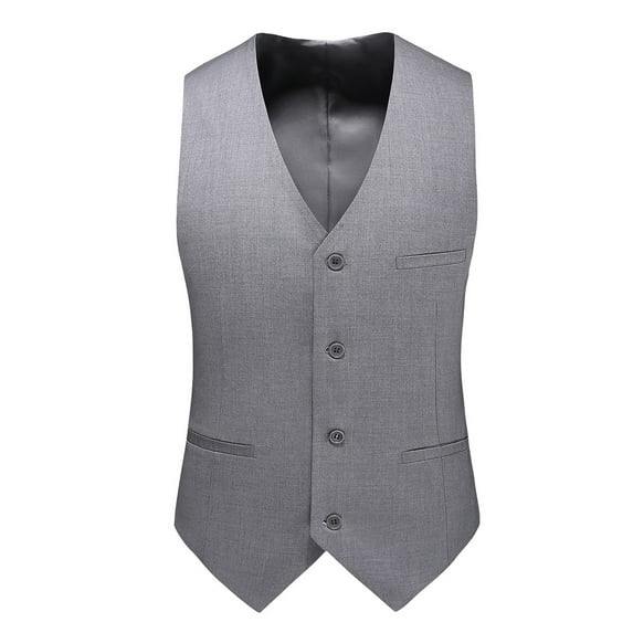 Mens Business Suit Vest Retro British Regular V Neck Slim Fit Dress Vest Fashion Lightweight Wedding Waistcoat with Pockets