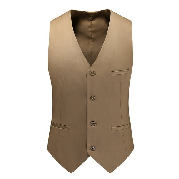 Mens Business Suit Vest Retro British Regular V Neck Slim Fit Dress Vest Fashion Lightweight Wedding Waistcoat with Pockets