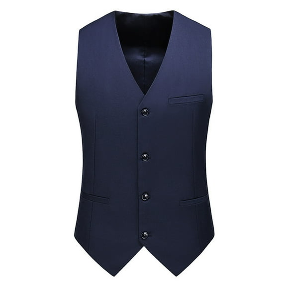Mens Business Suit Vest Retro British Regular V Neck Slim Fit Dress Vest Fashion Lightweight Wedding Waistcoat with Pockets