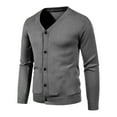 thumbnail image 1 of Mens Button Up Cardigan Sweaters Men's Fashionable Solid Color Long Sleeve Cardigan Pocket Button Knit Sweater Basic Solid Comfort Chunky Knitted Jackets, 1 of 7
