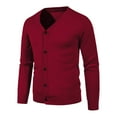thumbnail image 1 of Mens Button Up Cardigan Sweaters Men's Fashionable Solid Color Long Sleeve Cardigan Pocket Button Knit Sweater Basic Solid Comfort Chunky Knitted Jackets, 1 of 7