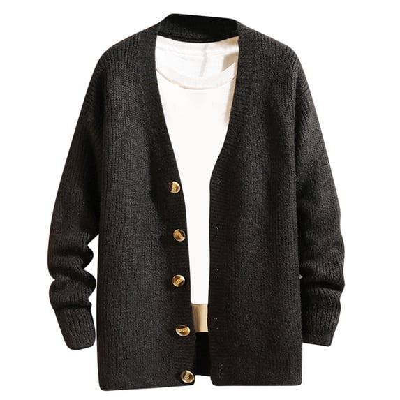 Mens Button Down Cardigan Sweater Casual V Neck Cable Knitted Cardigans Lightweight Chunky Sweaters Daily Wearing