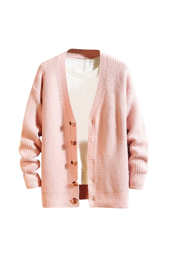 Mens Button Down Cardigan Sweater Casual V Neck Cable Knitted Cardigans Lightweight Chunky Sweaters Daily Wearing