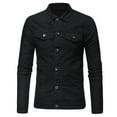 thumbnail image 1 of Mens Button Down Denim Jacket with Chest Flap Pockets Distressed Ripped Slim Fit Trucker Jean Jacket Coat for Men Big and Tall Size M-3XL Black, 1 of 4