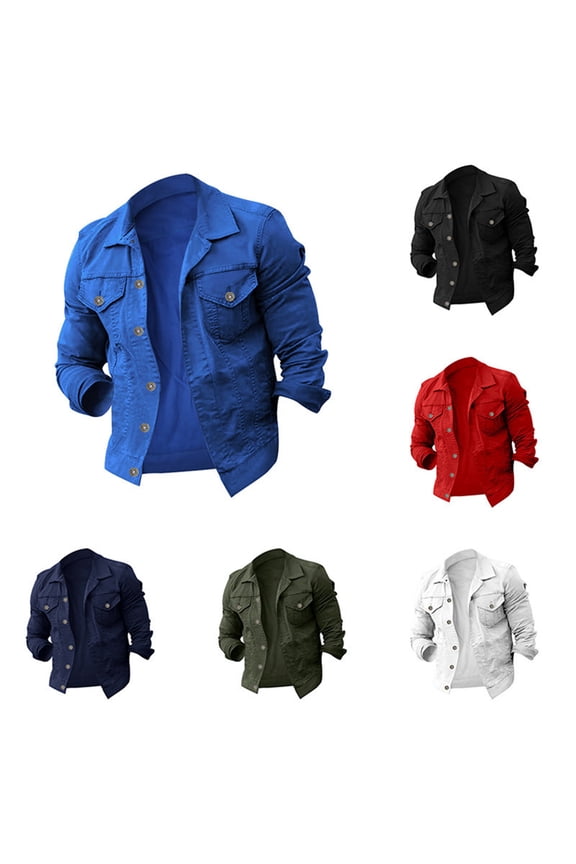 Mens Button Down Denim Jacket with Chest Flap Pockets Distressed Ripped Slim Fit Trucker Jean Jacket Coat for Men Big and Tall Size M-3XL White