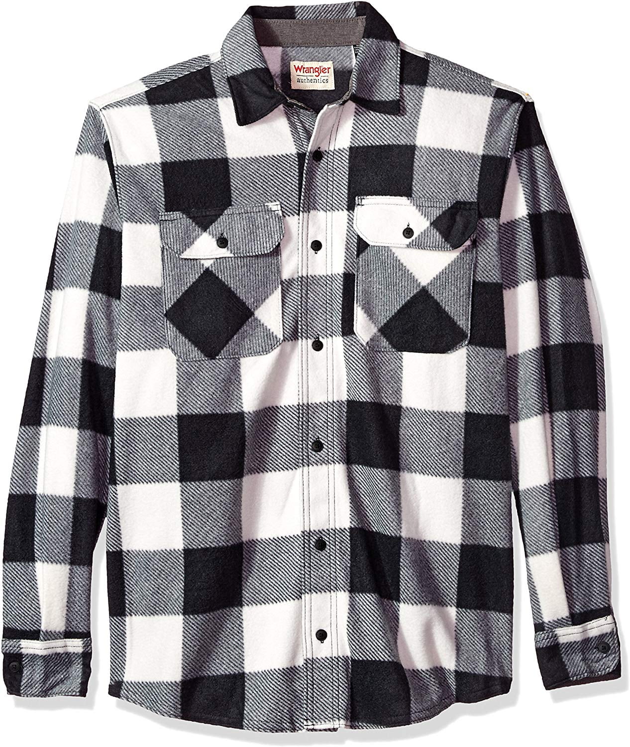 Mens Button Down Plaid Print Fleece Shirt XL