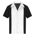 thumbnail image 1 of Mens Button Down Shirt Camp Collar Retro Vintage Bowling with Pocket Casual Short Sleeve Beach Summer White XL, 1 of 4