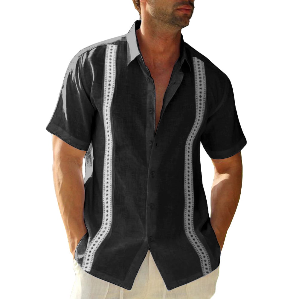 Runcati Mens Button Up Shirts Long Sleeve Linen Beach Casual Cotton Summer Lightweight Tops