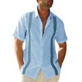 thumbnail image 1 of Mens Button Down Shirt Casual Beach Slim Fit Turn-down Tops, 1 of 1