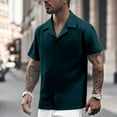 thumbnail image 1 of Mens Button Down Shirt Casual Regular Fit Basic Shirts Loose Comfortable Beach Summer Clothing Dark Green Size XXXL, 1 of 4