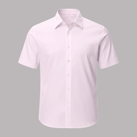 Mens Button Down Shirt Casual Stylish Stretch Shirts Loose Comfortable Beach Summer Clothing Pink Size XXL